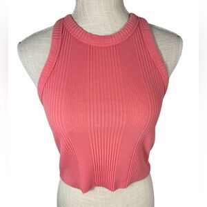 Aerie Peach Pink Ribbed Crop Tank Top
